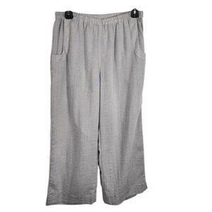 Fridaze Linen Redefined Womens Cropped Pants S Pull On Elastic Waist Wide Leg